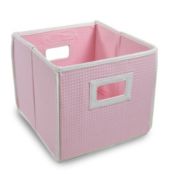Badger Basket Co. Folding Basket/Storage Cube - Pink Waffle