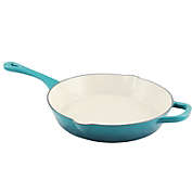 Crock Pot Artisan 12 in. Round Enameled Cast Iron Skillet in Teal Ombre
