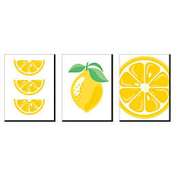 Big Dot of Happiness So Fresh - Lemon - Citrus Lemonade Kitchen Wall Art, Nursery Decor and Restaurant Decorations - 7.5 x 10 inches - Set of 3 Prints