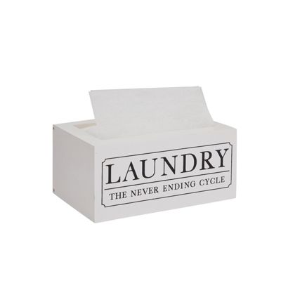 Farmlyn Creek Dryer Sheet Container for 120 Sheets, Farmhouse Laundry Room Décor (White, 8x5x3 In)