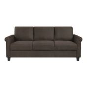 Lazzara Home Elton 79 In. Wide Rolled Arm Textured Fabric Upholstery Traditional Straight Sofa In Chocolate
