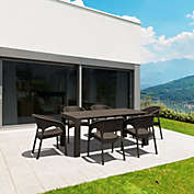 Luxury Commercial Living 7-Piece Brown Patio Dining Set with Extendable Table 86"