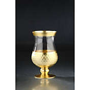 CC Home Furnishings 10" Gold and Clear Hurricane Glass Tabletop Decor