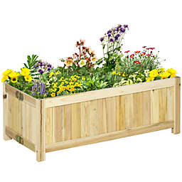 Outsunny 28'' x 12'' Foldable Raised Garden Bed, Elevated Planter Box, Wooden Planting Bed for Backyard, Patio to Grow Vegetables, Herbs, and Flowers