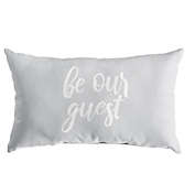 Outdoor Living and Style 13" x 20" Gray and White Rectangular "Be Our Guest" Indoor and Outdoor Embroidered Lumbar Pillow