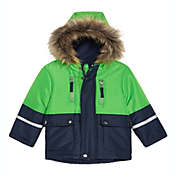 S Rothschild & Co Baby Boy&#39;s Hooded Colorblocked with Faux-Fur Trim Jacket Blue Size 18MOS