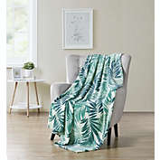 Kate Aurora Living Tropical Palm Aqua & Teal Hypoallergenic Ultra Soft & Plush Throw Blanket
