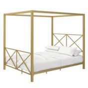 Slickblue Queen size Modern Gold Metal Canopy Bed Frame with Headboard and Footboard