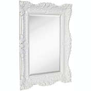 Vintage Wall Mirror - Large Ornate White Gloss Baroque Frame Mirror - Antique Looking
