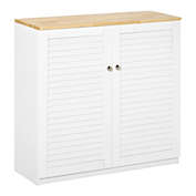 HOMCOM Storage Cabinet Kitchen Sideboard with Louvered Doors, Freestanding Floor Cabinet for Living Room, Hallway, White