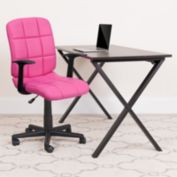 Flash Furniture Mid-Back Pink Quilted Vinyl Swivel Task Office Chair with Arms