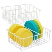 Farmlyn Creek 2 Pack 3 Compartment Food Container Lid Organizer for Kitchen (White, 10 x 8 x 3.7 In)