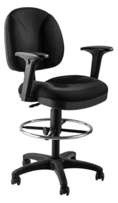 National Public Seating  Comfort Task Stool with Arms, 24.5"-34.5" Height - Black