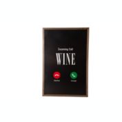 Urban Trends Collection Wood Rectangle Wall Art Framed with Printed Screen View "Incoming Call WINE" Design Painted Finish Black