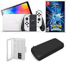 Nintendo Switch OLED in White with Pokemon Diamond and Accessories