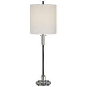 Contemporary Home Living 36.5" Silver Buffet Lamp with White Drum Shade