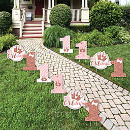 Big Dot of Happiness 1st Birthday Little Miss Onederful - One Shaped Lawn Decorations - Outdoor Girl First Birthday Party Yard Decorations - 10 Piece