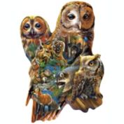 Sunsout Forest Owls 1000 pc Special Shape Jigsaw Puzzle