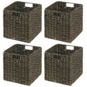 mDesign Seagrass Kitchen Storage Basket with Handles