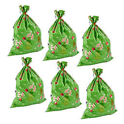 Bright Creations Jumbo Holiday Gift Bags, Gingerbread Man and Christmas Tree Design (36 x 48 In, 6 Pack)