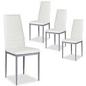 Slickblue 4 pcs PVC Leather Dining Side Chairs Elegant Design -White