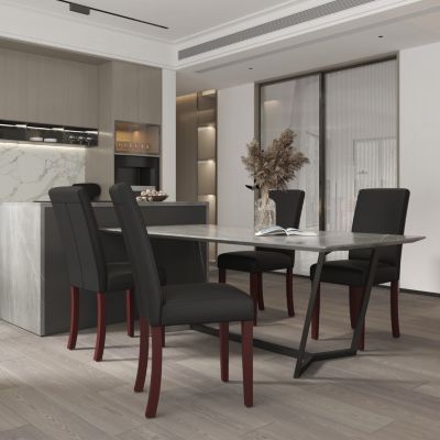 Leather Parsons Chairs Dining Room, Black Leather Parsons Dining Room Chairs