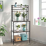 Infinity Merch 5-Tier Kitchen Bakers Rack with 10 S-Shaped Hooks in Rustic Gray