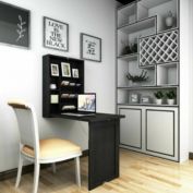 Costway Wall Mounted Fold-Out Convertible Floating Desk Space Saver-Black