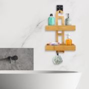 Infinity Merch 2-tier Bamboo Hanging Shower Caddy Shelf in Brown