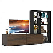 Costway 2-in-1 TV Stand with 4-tier Bookcase Adjustable Shelf
