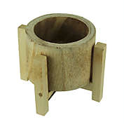 A&B Home 6 Inch Diameter Wooden Planter Pot With Stand