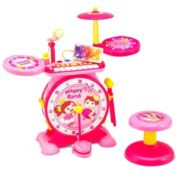 Gymax 2-in-1 Kids Electronic Drum Kit Music Instrument Toy w/ Keyboard Microphone