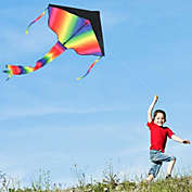 Inq Boutique 3 Pack Rainbow Delta Kite, Kites for Kids Adults Easy to Fly, Great Outdoor Activities Beach Games for Kids, with Line and Handle