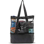 Zodaca Black Mesh Beach Tote Bag with Cooler (17 x 16 x 5 Inches)