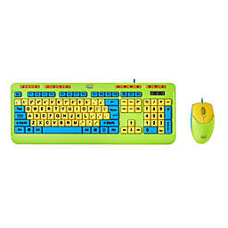 Adesso - Keyboard & Mouse Combo Wired Antimicrobial Kids Large Print Colourful Set PC/Mac (AKB-132DB)