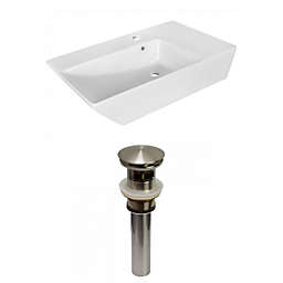 American Imaginations 25 5-in W Above Counter White Vessel Set For 1 Hole Center Faucet
