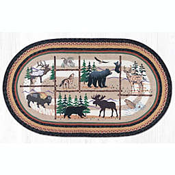Earth Rugs OP-583 Lodge Animals Oval Patch 20 x 30 inch