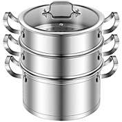 Hooya Imp.& Exp.  3 Tier Stainless Steel Steamer Pot Steaming Cookware Saucepot with Handle