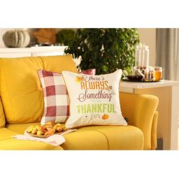 HomeRoots 2-Pack Fall Thanksgiving Gingham Throw Pillow Cover - 18