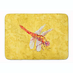 Caroline's Treasures Dragonfly on Yellow Machine Washable Memory Foam Mat 27 x 19