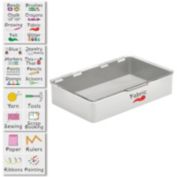 mDesign Stackable Plastic Craft, Sewing Storage Bin Box + 32 Labels