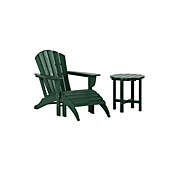 WestinTrends Outdoor Adirondack Chair with Ottoman Side Table Set, Dark Green