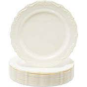 Blue Panda Wedding Dinnerware, Cream Plastic Plates for Parties, Birthdays (9 x 9 In, 25 Pack)