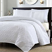 Slickblue Full / Queen size White Quilted Coverlet Set with 2 Shams with Classic Stitch Pattern