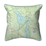 Betsy Drake Square Pond, ME Nautical Map Large Corded Indoor/Outdoor Pillow 18x18
