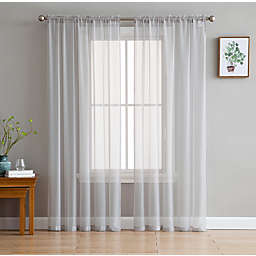 THD Essentials Sheer Voile Window Treatment Rod Pocket Curtain Panels Bedroom, Kitchen, Living Room - Set of 2