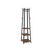 VASAGLE Industrial Coat Rack, Coat Stand with 3 Shelves, Hall Trees Free Standing with Hooks and Clothes Rail, Metal Frame