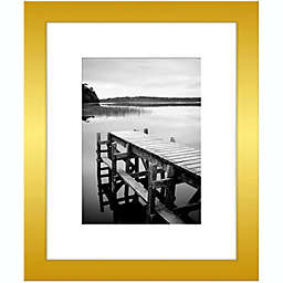 Americanflat 8x10 Picture Frame in Silver - Displays 5x7 With Mat and 8x10 Without Mat - Composite Wood with Polished Glass - Horizontal and Vertical Formats for Wall and Tabletop (MW0810SL57)