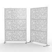Neutypechic 6.5 ft. H x 4 ft. W Outdoor Laser Cut Metal Privacy Screen, 24"*48"*3 panels