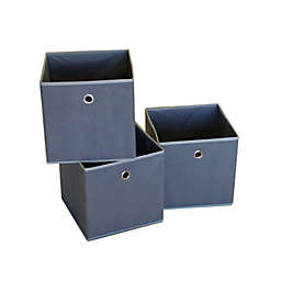 Proman Products Contemporary Decorative Colonial Fabric Bins in Gray